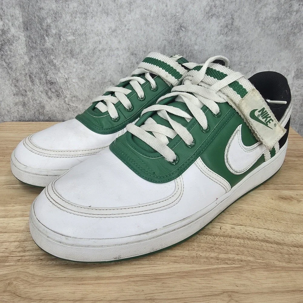 Vtg Nike Vandal Low Sneakers Mens 12 White‎ Green Leather Lace Up  312456-311